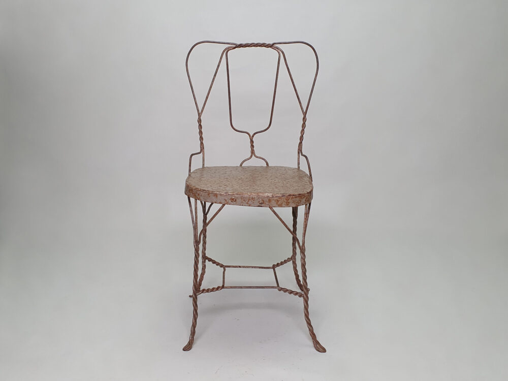 Set of 8 antique mid century hand made wire dining Chairs