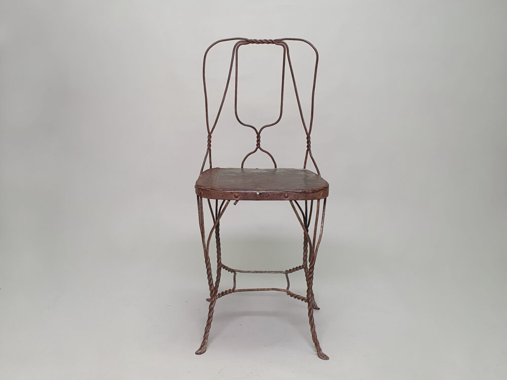 Set of 8 antique mid century hand made wire dining Chairs