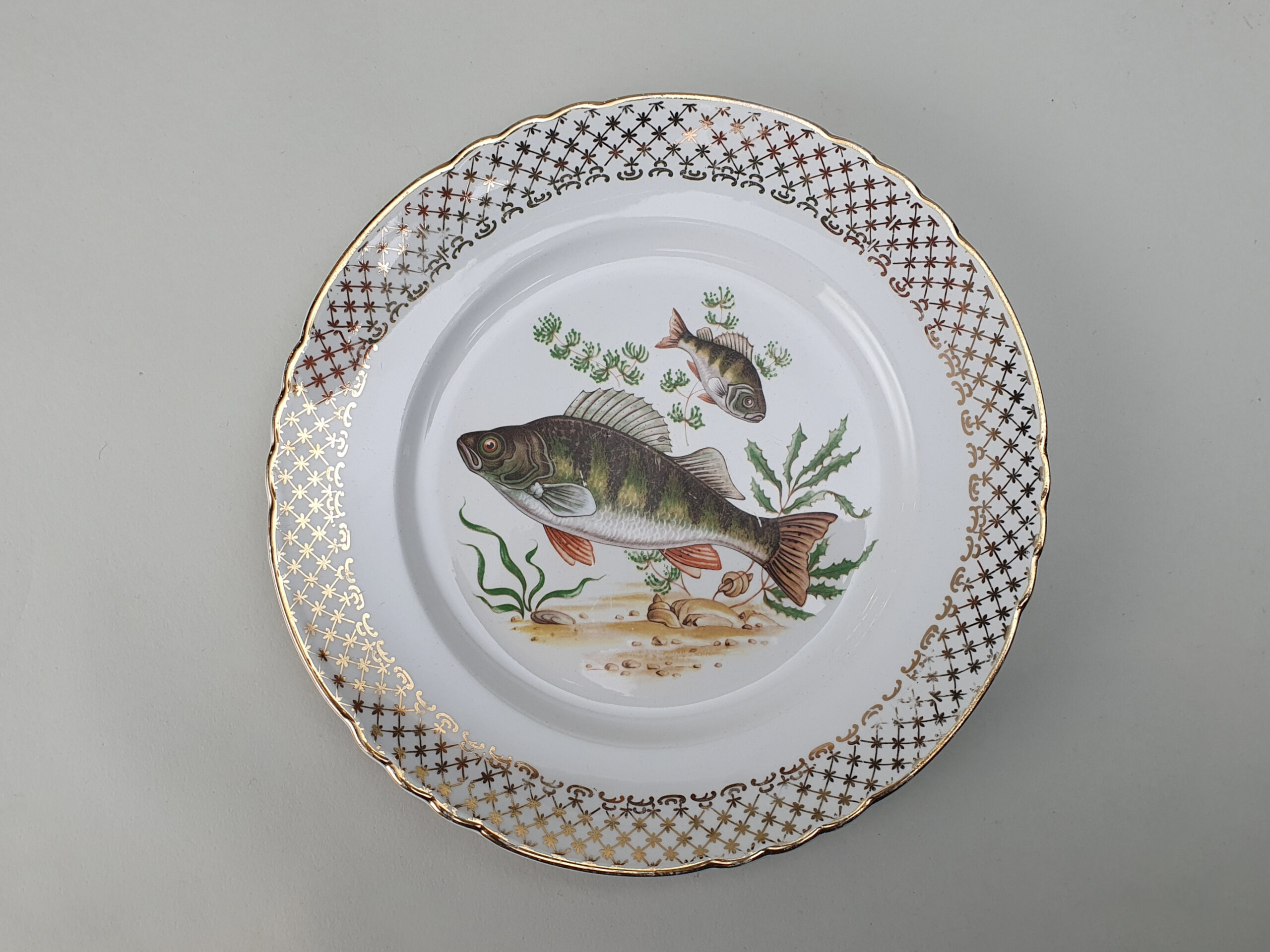 Set of Orchies Moulin des Loups Plates & a Serving Plater decorated with Fish
