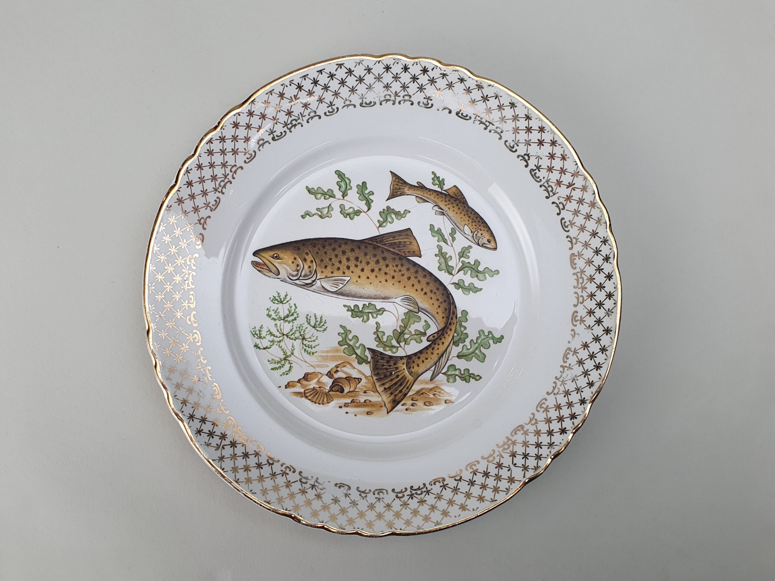Set of Orchies Moulin des Loups Plates & a Serving Plater decorated with Fish