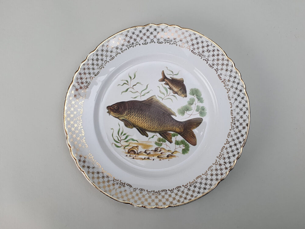 Set of Orchies Moulin des Loups Plates & a Serving Plater decorated with Fish