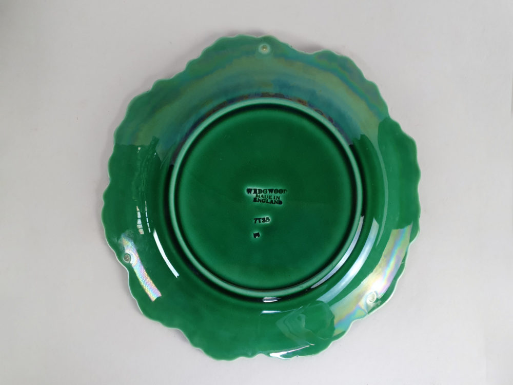 Set of six green majolica 19th century antique Wedgewood cabbage leaf Plates