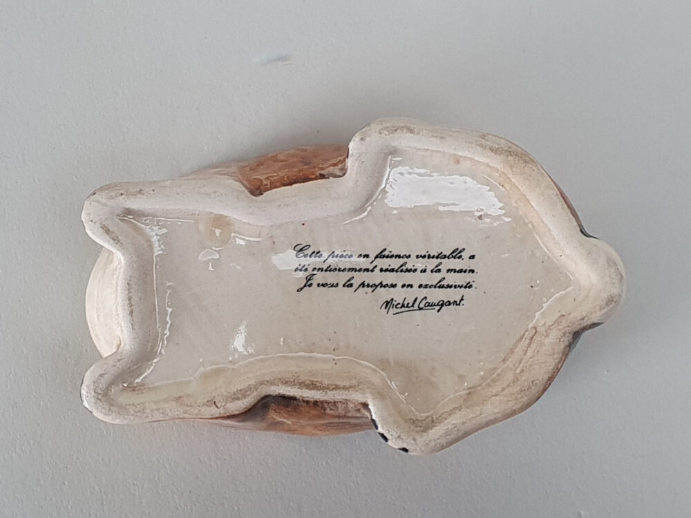 Set of two Michel Cougant antique ceramic French terrine Rabbits