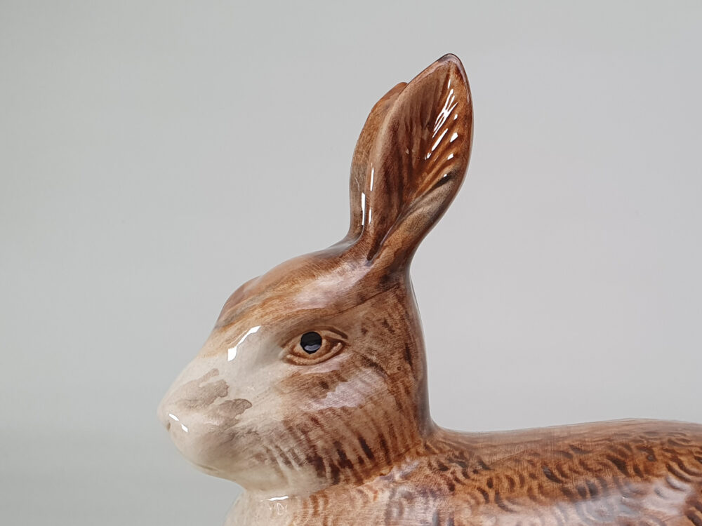 Set of two Michel Cougant antique ceramic French terrine Rabbits