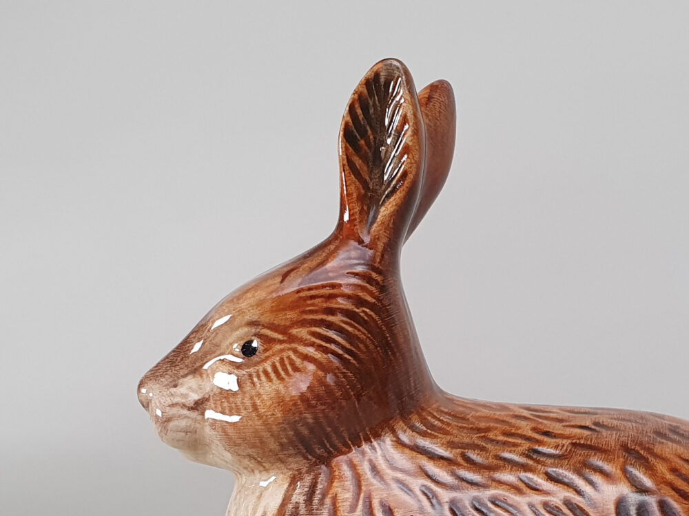 Set of two Michel Cougant antique ceramic French terrine Rabbits