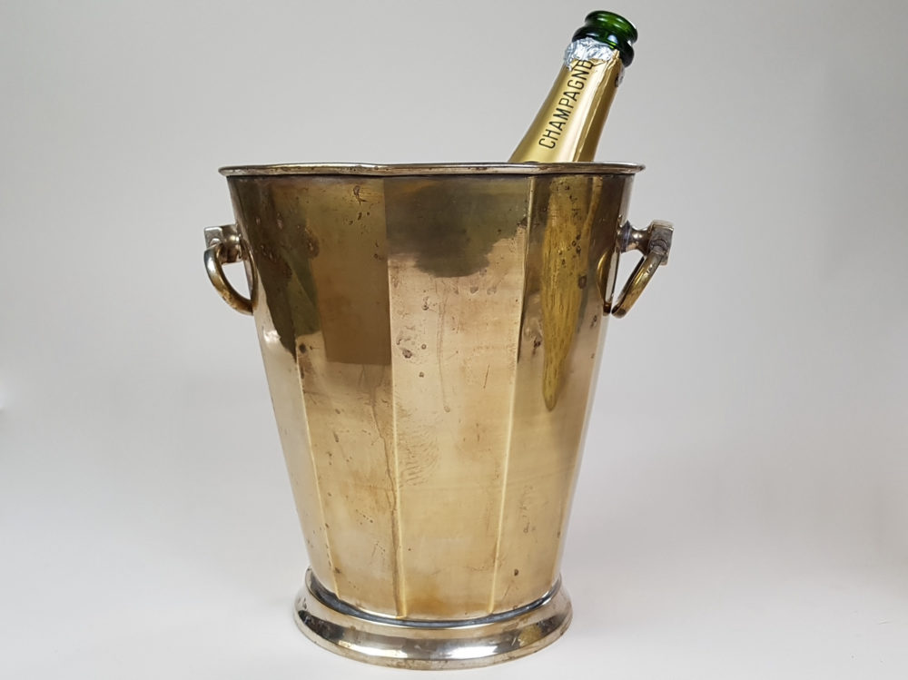 Silver plated antique Wine Cooler with a faded patina