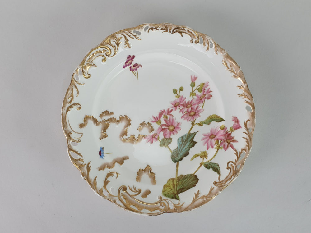 Six George Jones hand painted floral Side Plates
