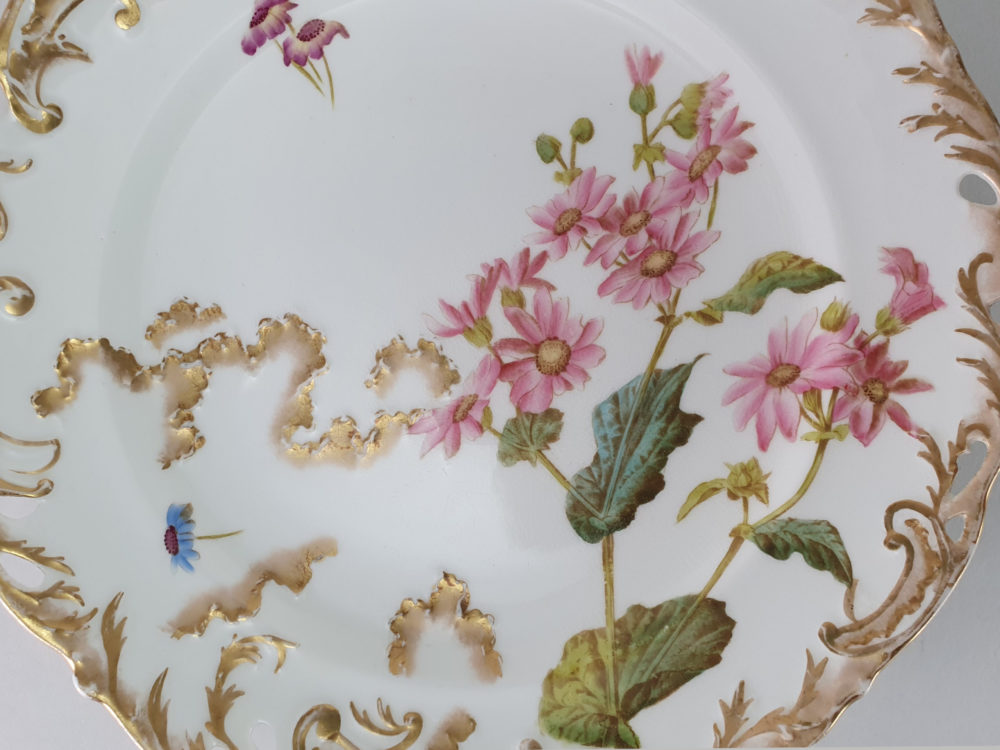 Six George Jones hand painted floral Side Plates