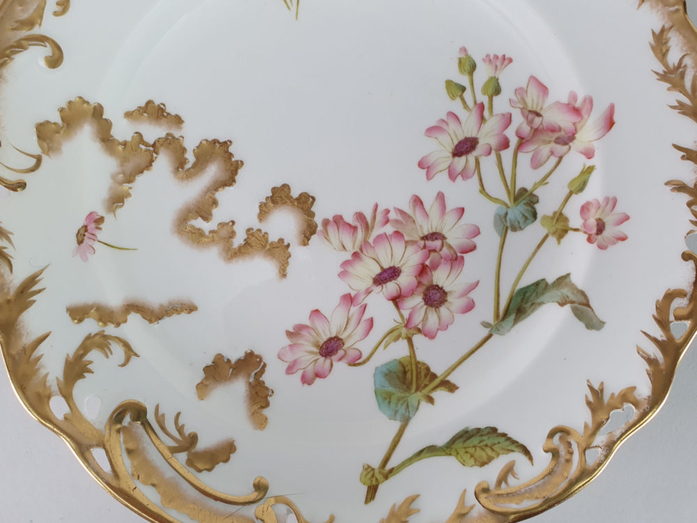 Six George Jones hand painted floral Side Plates