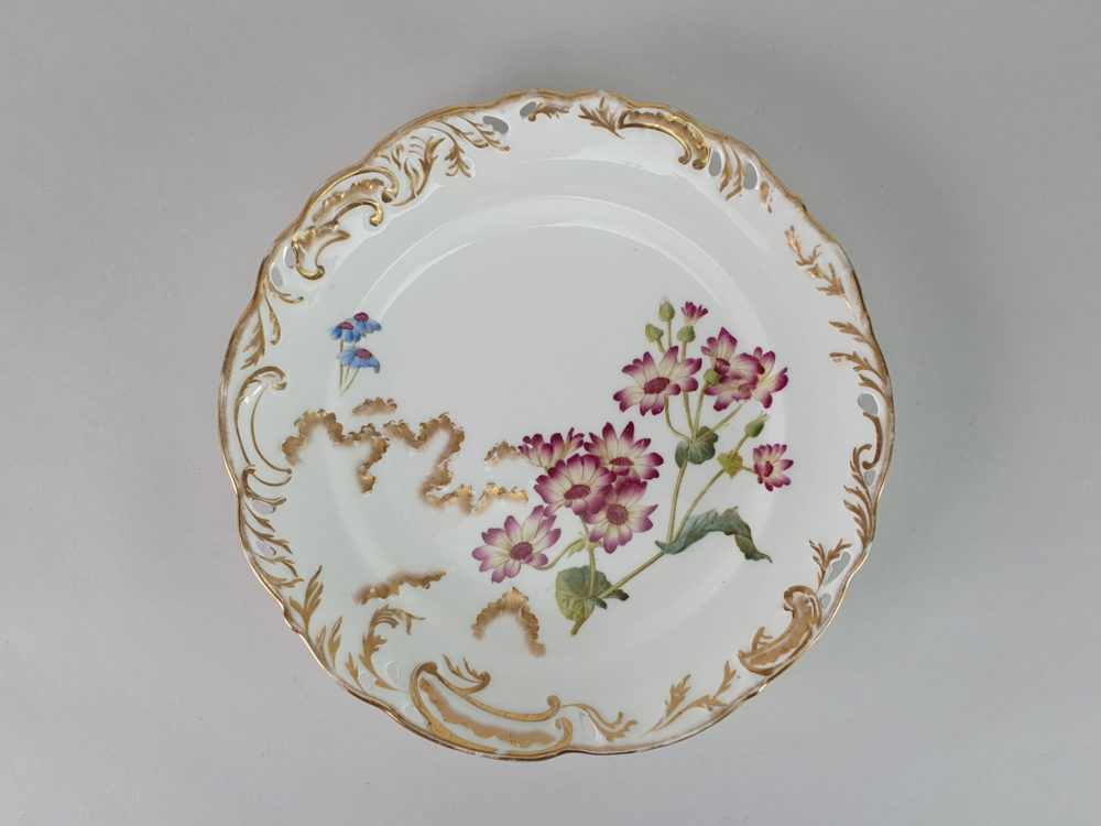 Six George Jones hand painted floral Side Plates