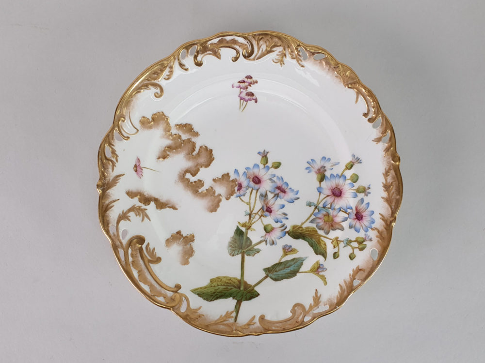Six George Jones hand painted floral Side Plates