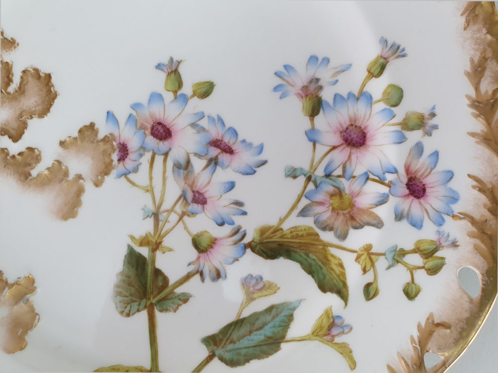Six George Jones hand painted floral Side Plates