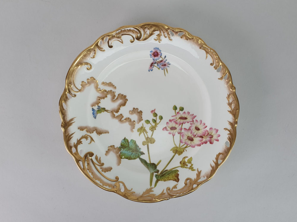 Six George Jones hand painted floral Side Plates