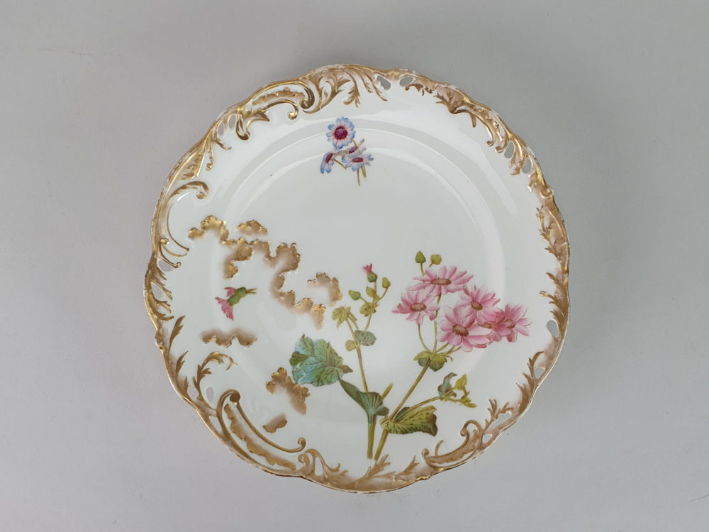 Six George Jones hand painted floral Side Plates
