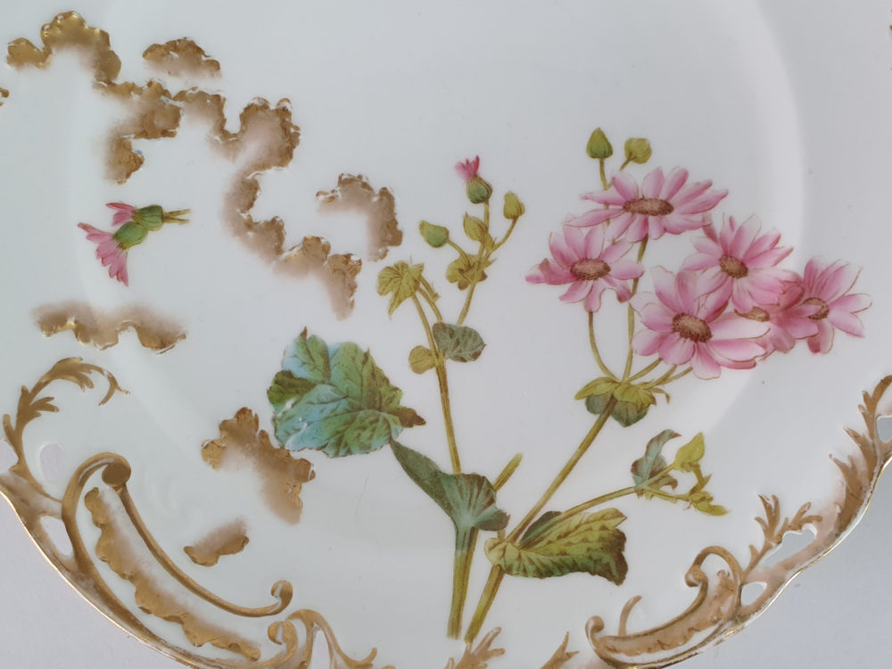 Six George Jones hand painted floral Side Plates
