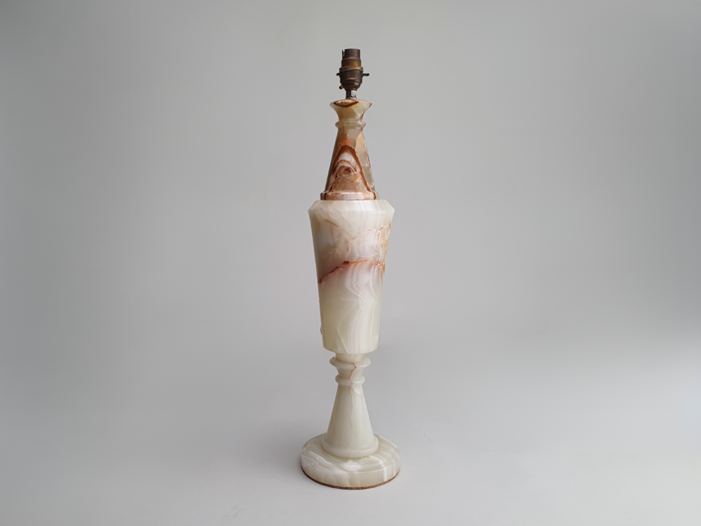 Tall and sculpted mid century antique green onyx Table Lamp