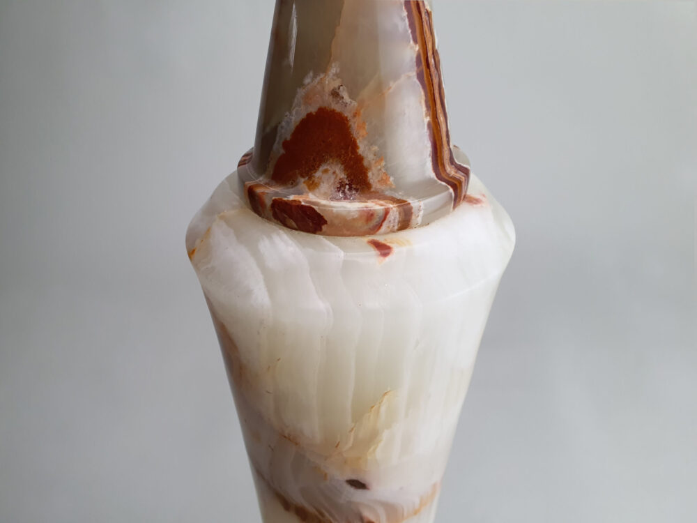 Tall and sculpted mid century antique green onyx Table Lamp