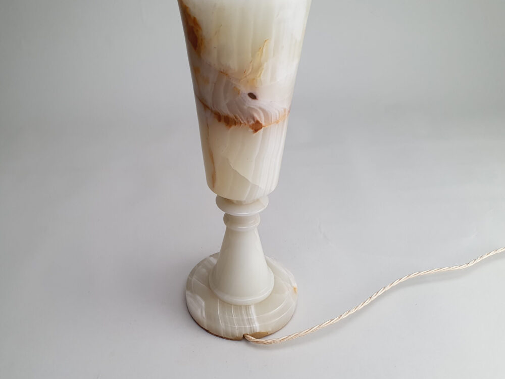 Tall and sculpted mid century antique green onyx Table Lamp