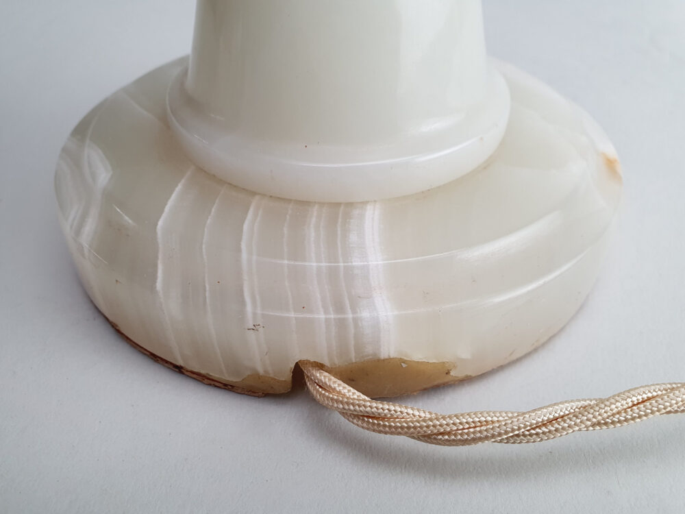 Tall and sculpted mid century antique green onyx Table Lamp