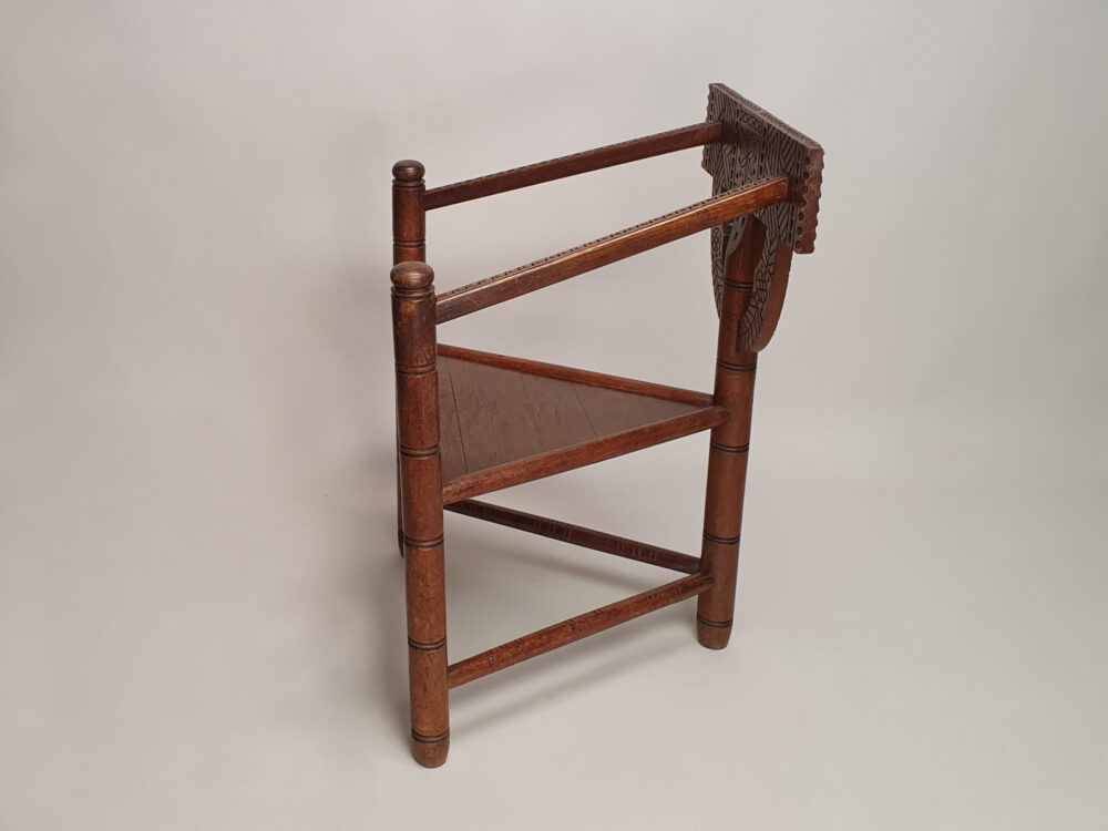 Triangular oak antique Chair, known as a Swedish Monk's Chair or Munkstol