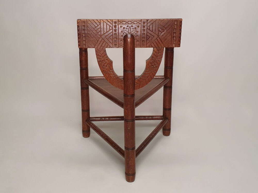 Triangular oak antique Chair, known as a Swedish Monk's Chair or Munkstol