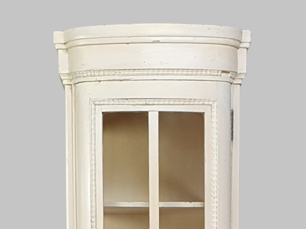 Early 20th century antique glass cabinet, with original cream paint