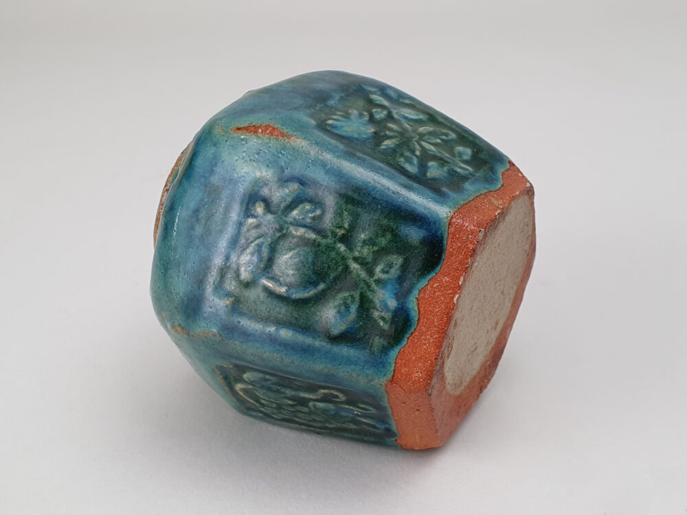 Unusual antique rustic pottery turquoise and green glazed Ginger Jar or Pot