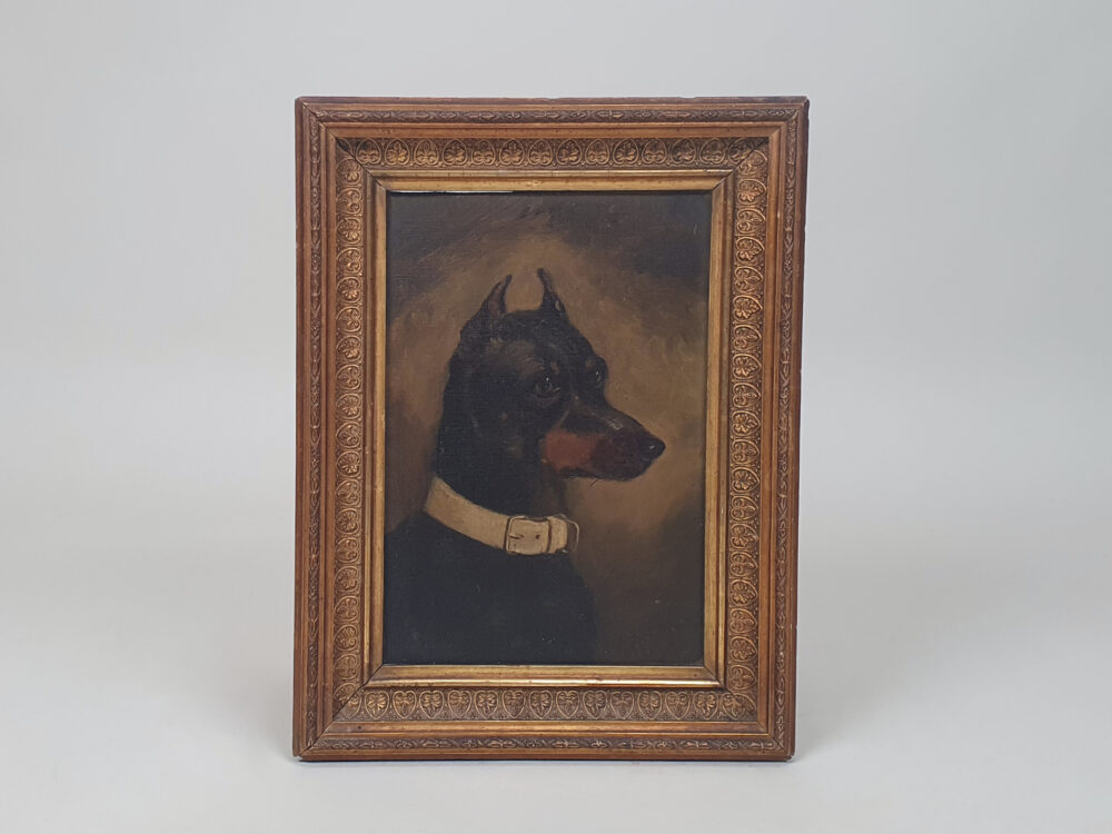 Victorian antique oil painting of a dog