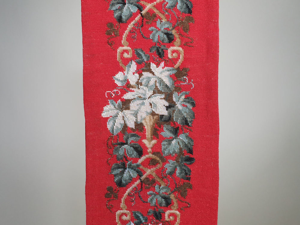 Victorian glass bead work floral needlepoint Panel
