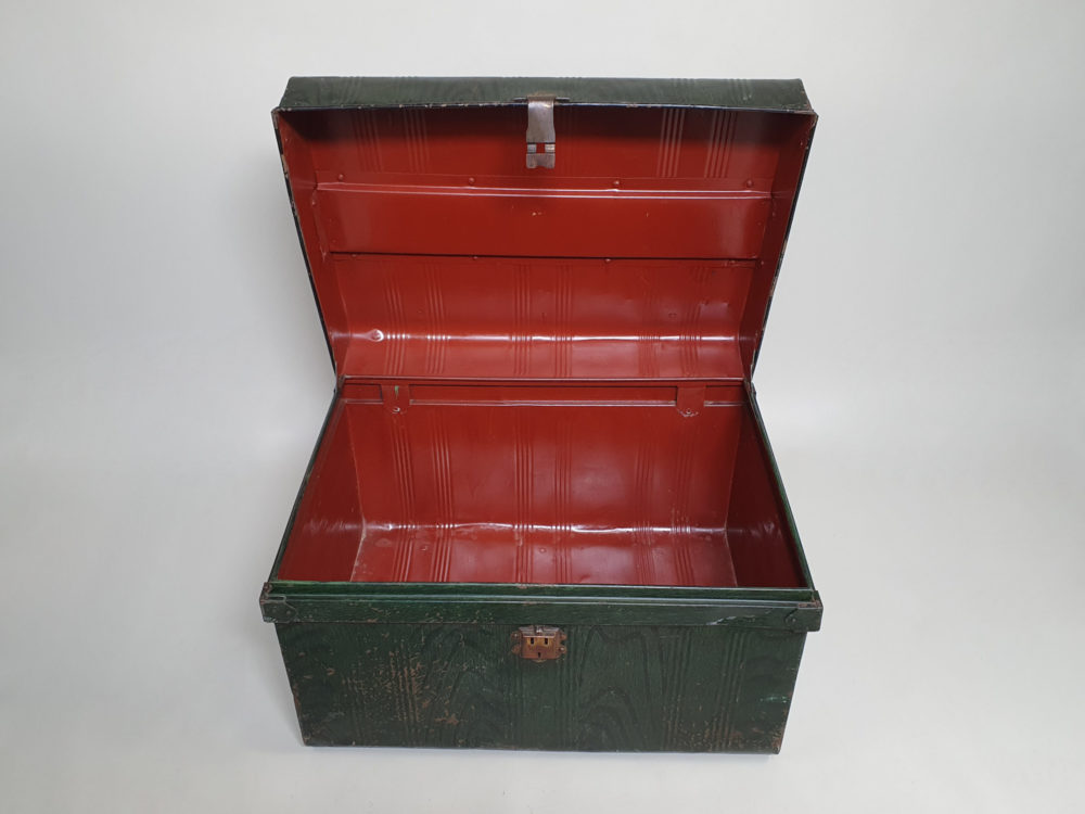 Victorian Steam Trunk in original green scumble paint