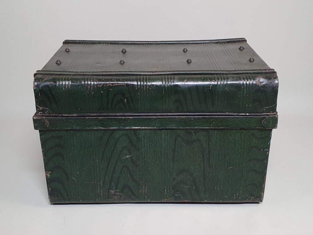 Victorian Steam Trunk in original green scumble paint