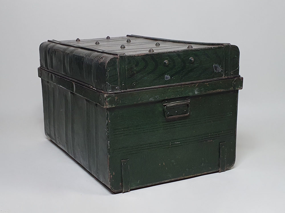 Victorian Steam Trunk in original green scumble paint