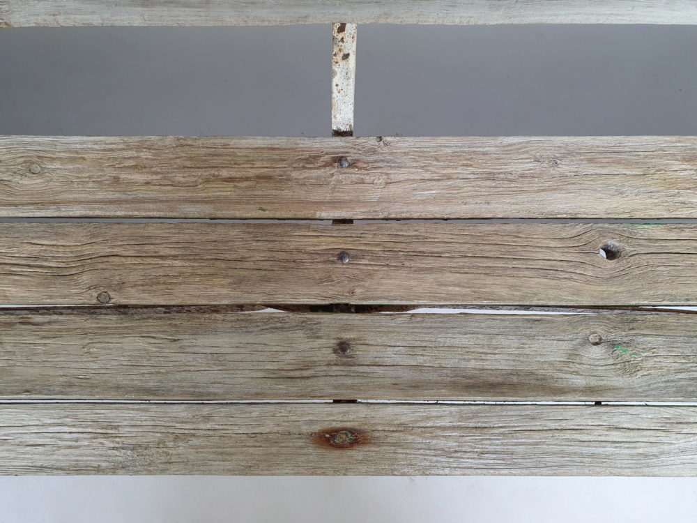 Victorian Strap Bench with traces of original green paint