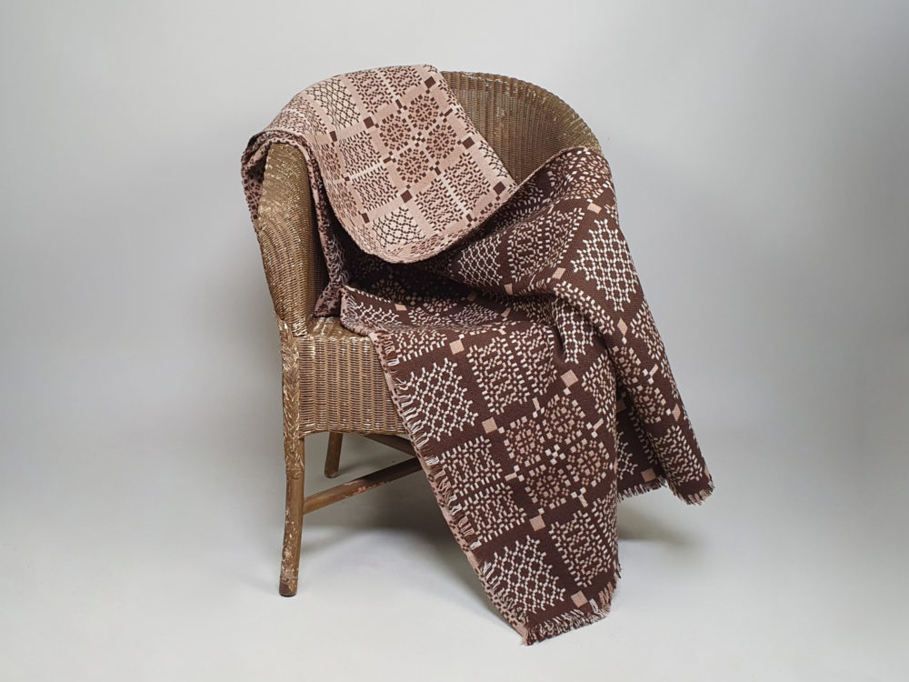 Vintage mid century caramel brown Welsh Blanket