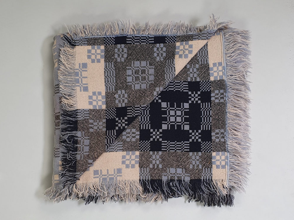 Vintage mid century pale blue Welsh Blanket