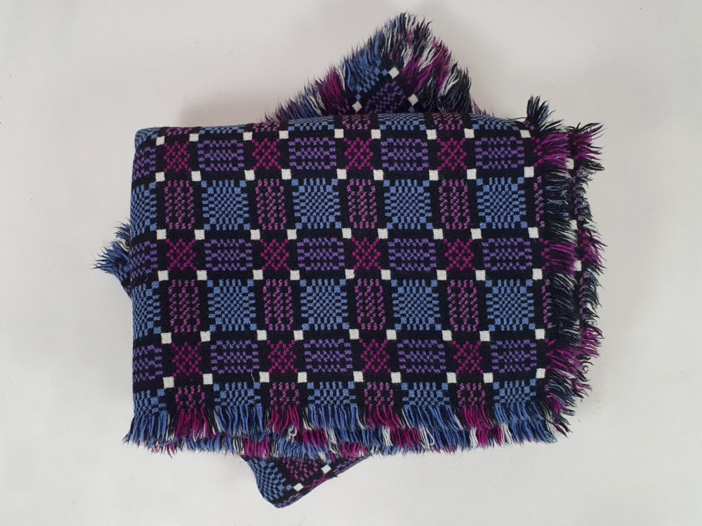 Pair of vintage mid century purple and grey Welsh Blankets