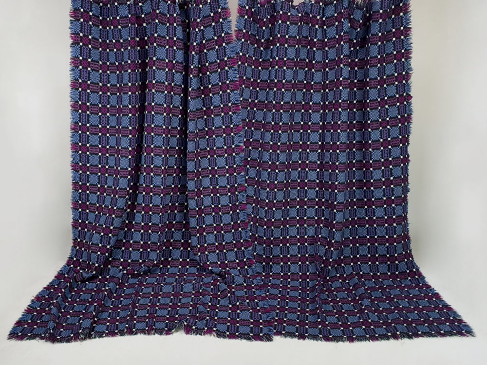 Pair of vintage mid century purple and grey Welsh Blankets