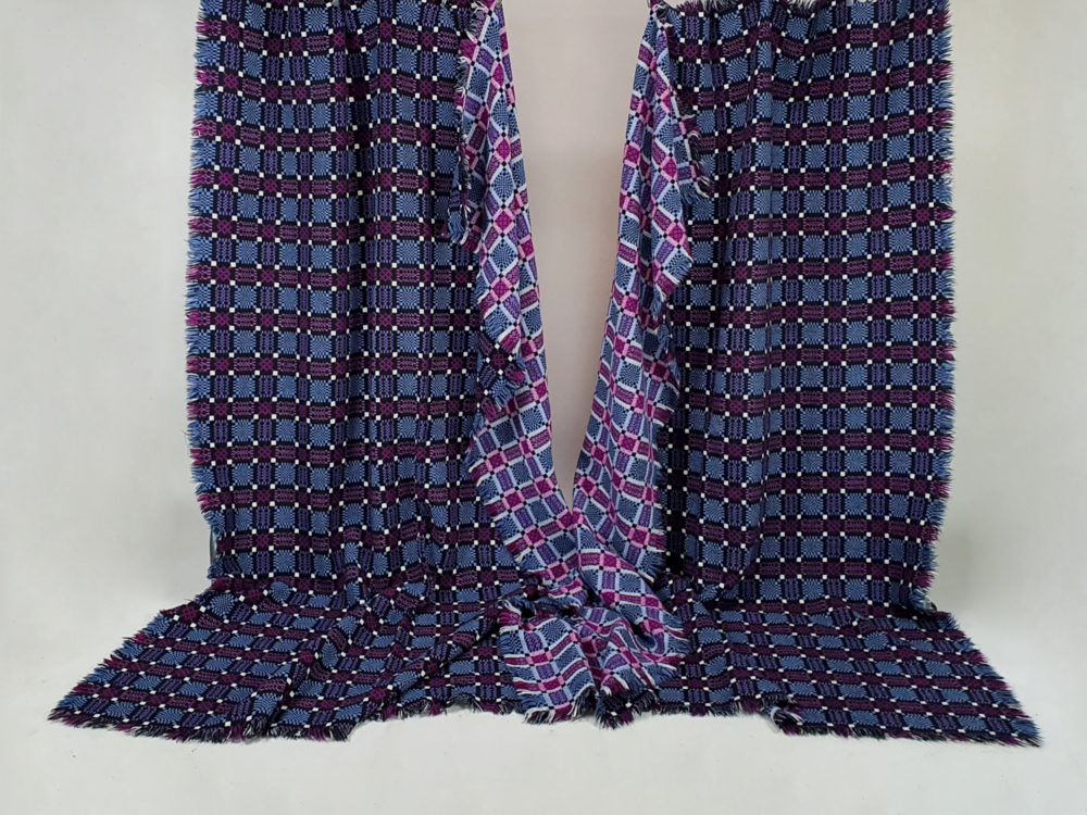 Pair of vintage mid century purple and grey Welsh Blankets
