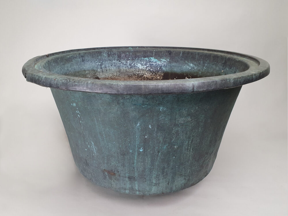 Well weathered large copper garden antique Planter