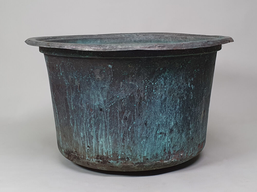 Well weathered large copper garden antique Planter