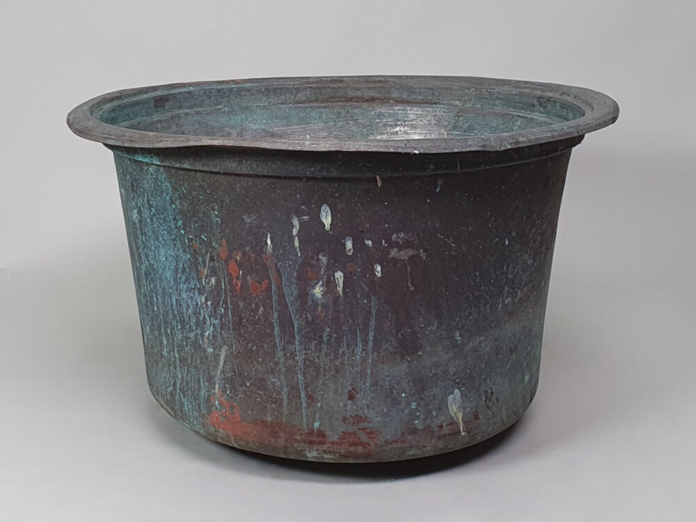 Well weathered large copper garden antique Planter
