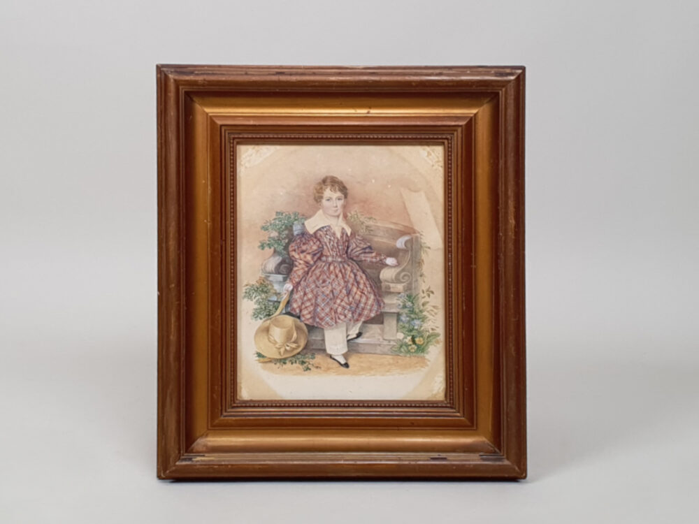 A pair of 18th century antique paintings - A young Boy and his Sister
