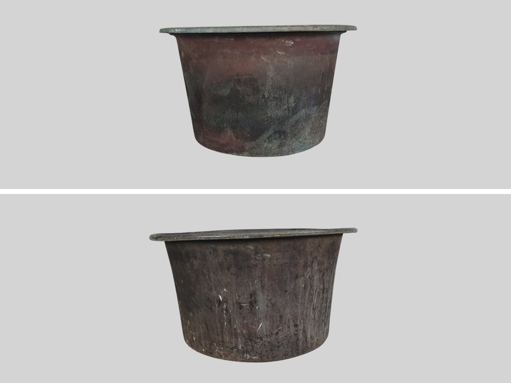 A pair of large garden antique copper Planters