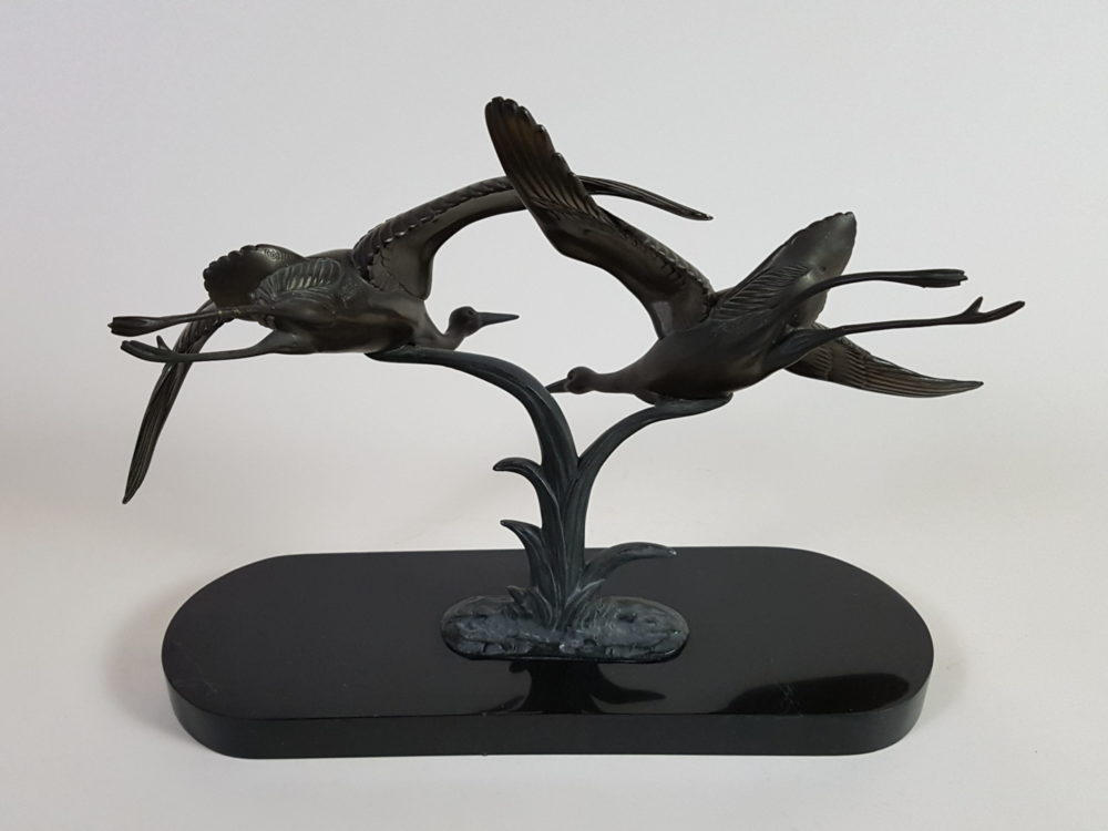 Antique Art Deco French signed Irenee Rochard sculpture of gulls