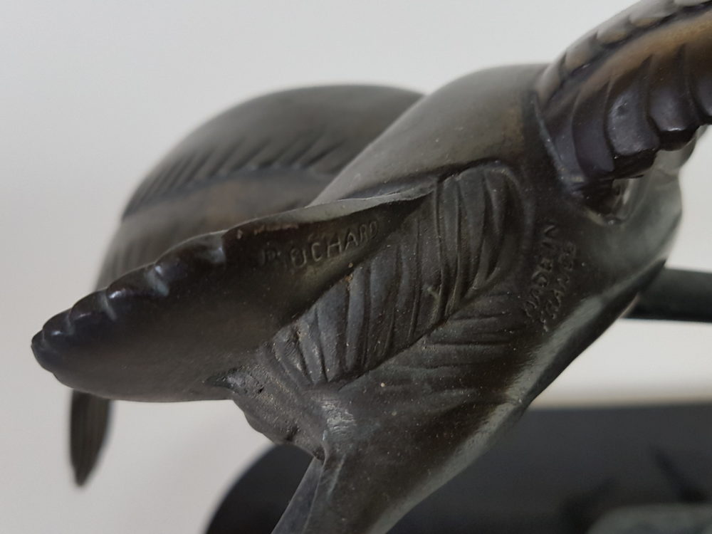 Antique Art Deco French signed Irenee Rochard sculpture of gulls