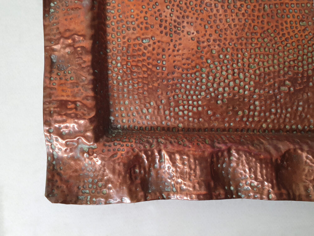 Antique Arts & Crafts hammered copper Pin Tray or Trinket Dish, by R Perry Son & Co