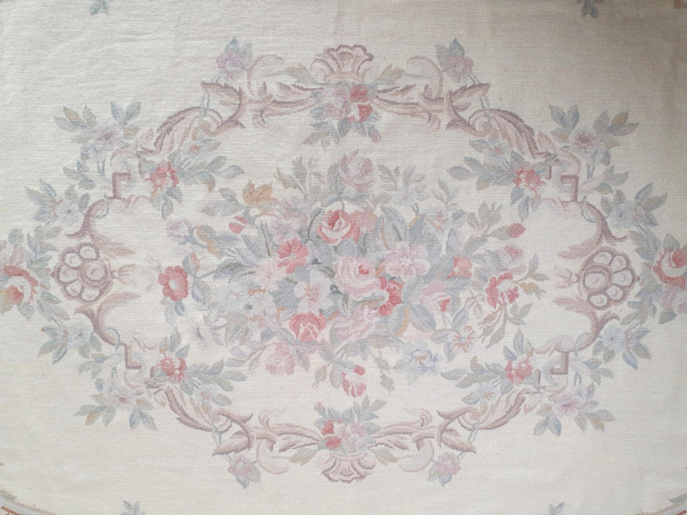 Early 20th century muted flora Aubusson Rug