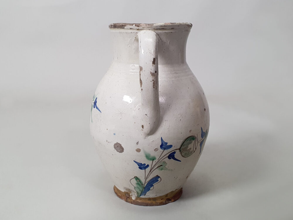 Antique ceramic faience or Majolica Wine Jug or Pitcher
