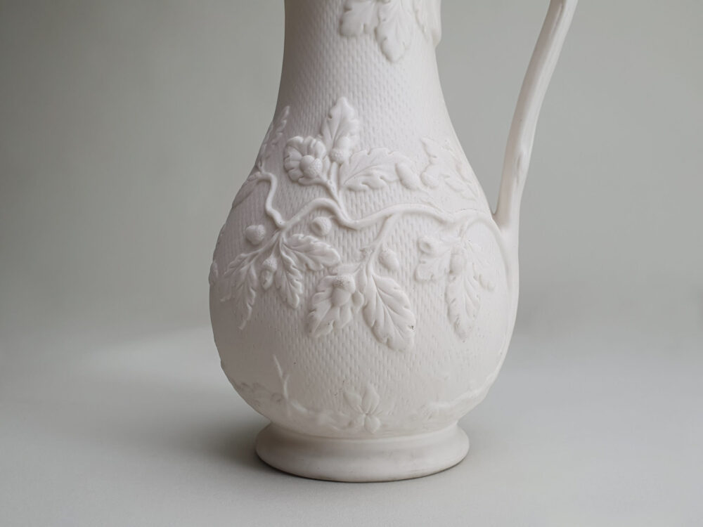 Antique ceramic Parian Jug with acorn and oak motif