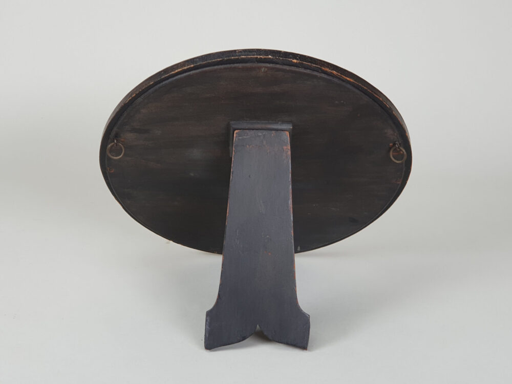 Antique Chinoiserie black lacquered circular Mirror